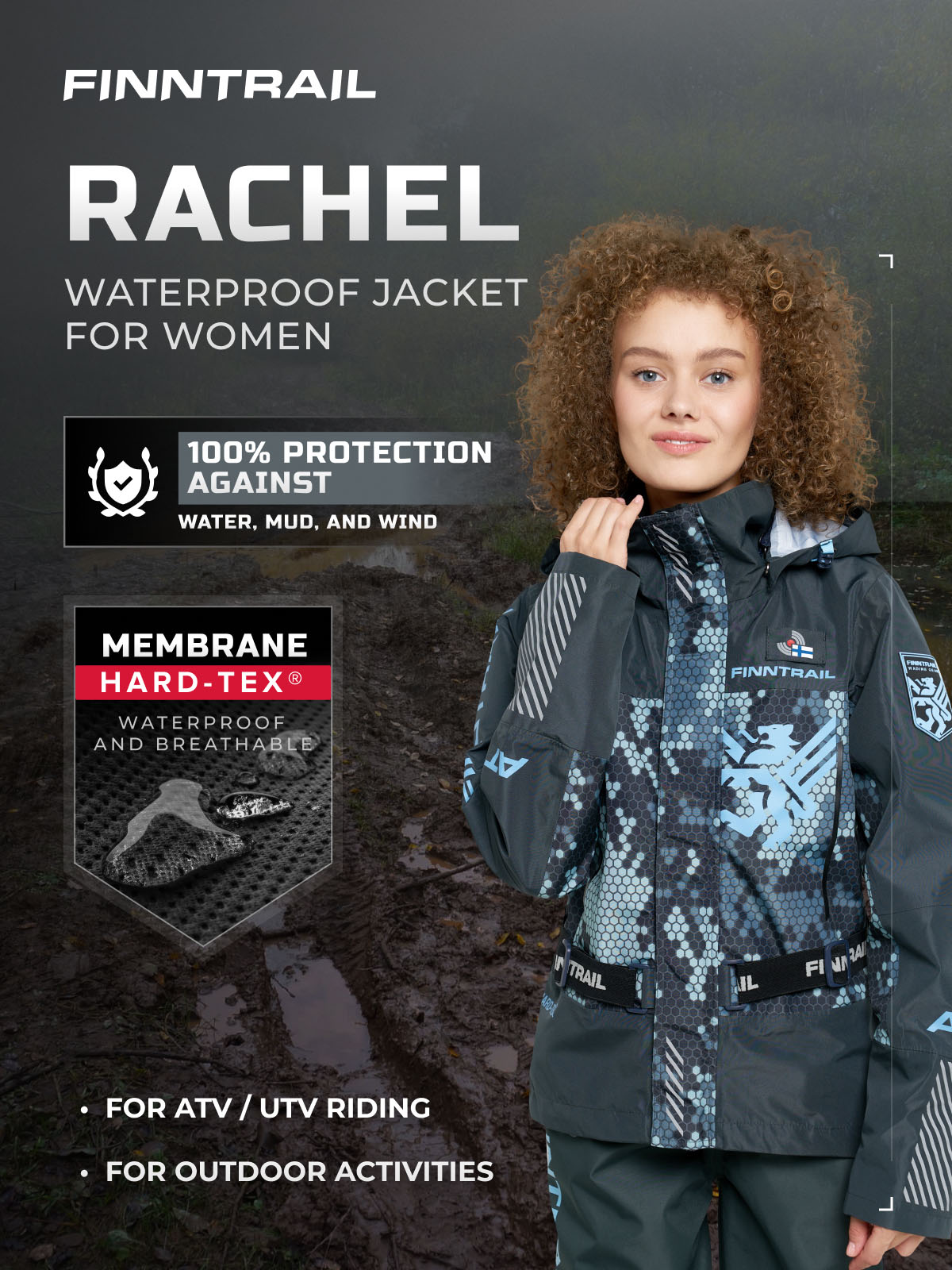 Finntrail waterproof wading jacket for ATV riding for women Rachel