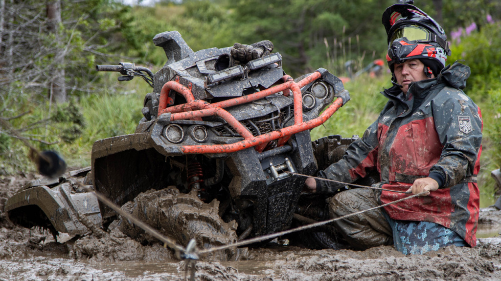 winching atv stuck in mud