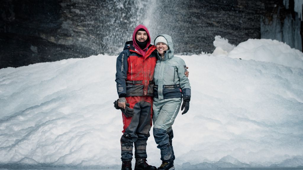 woman and man in winter