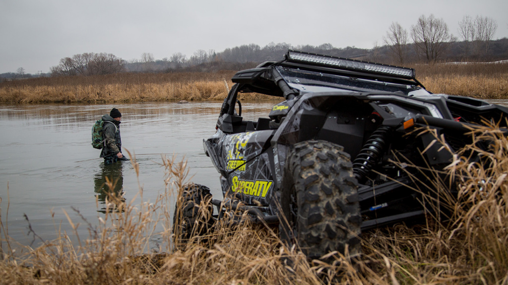 utv in water and mud