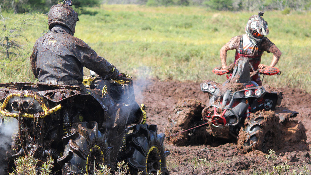 atv stuck in mud winching