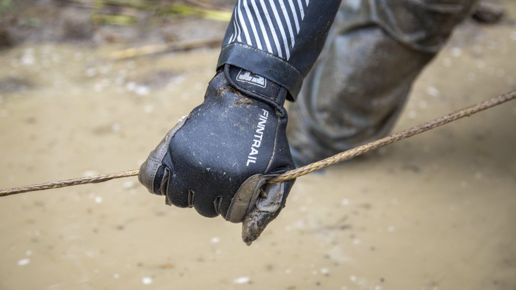 man hands on a winch