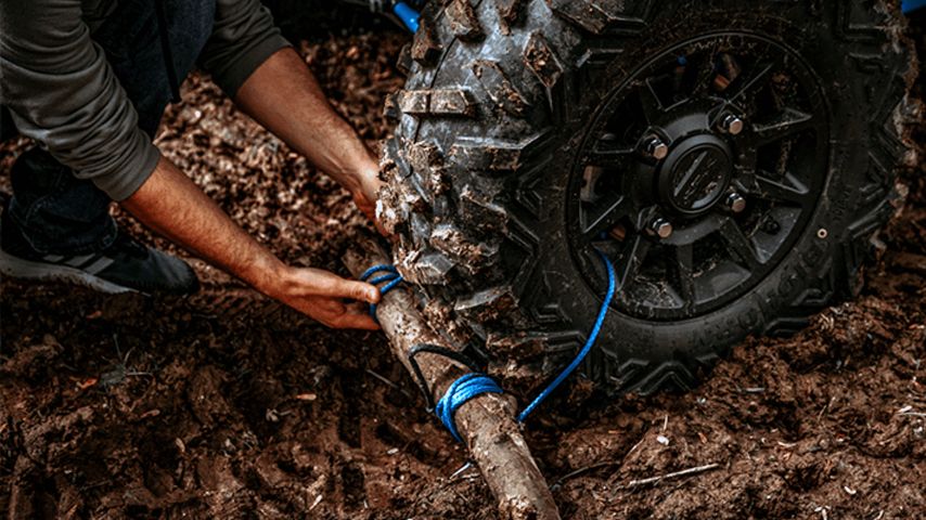 branch under the wheel