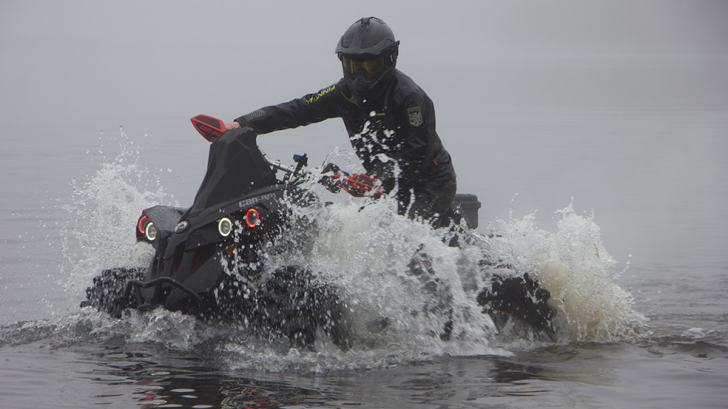 atv in water