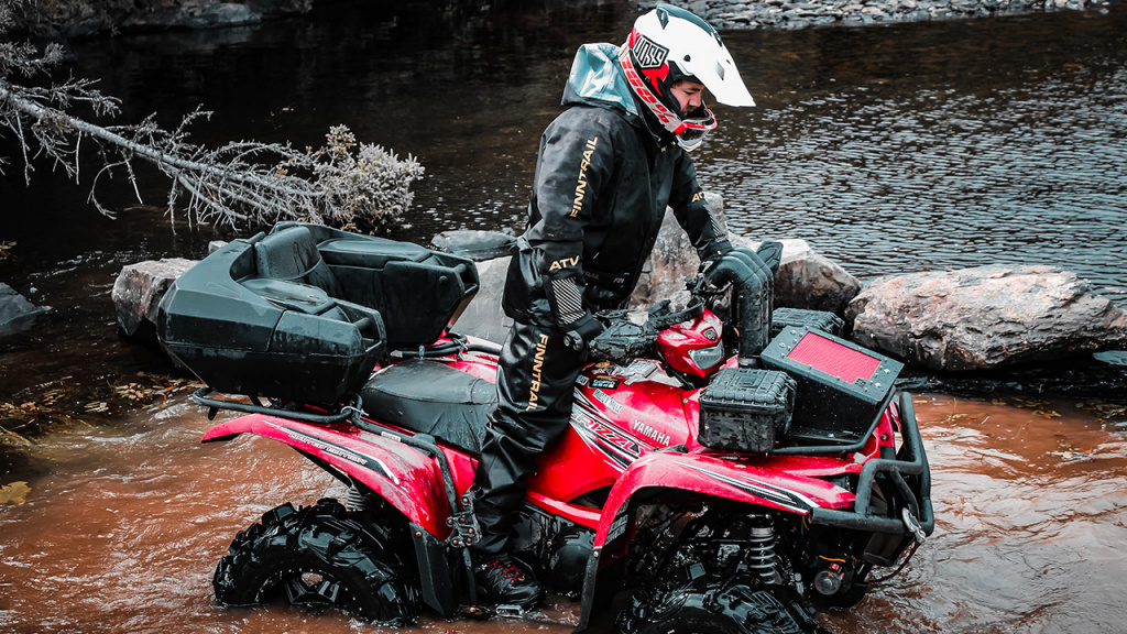 atv in water with waterproof gear snorkel