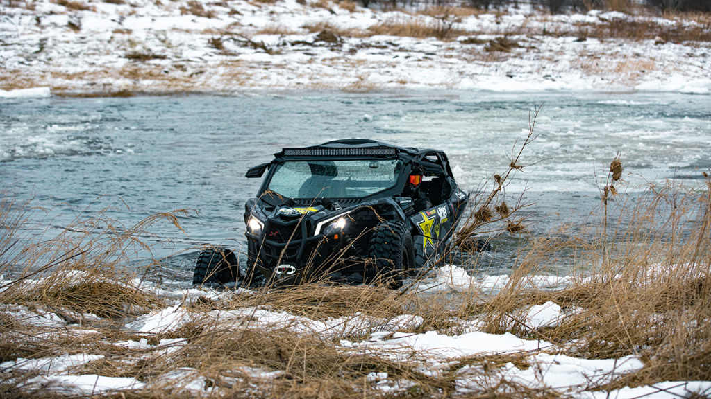 riding utv in winter