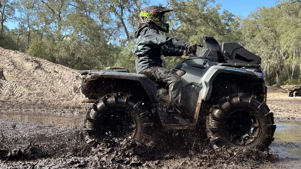 atv riding on mud