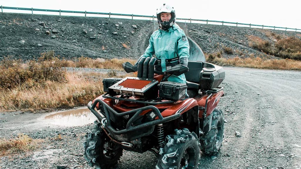 atv girl rider with a front bumper
