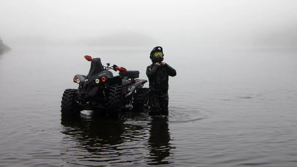 atv in water