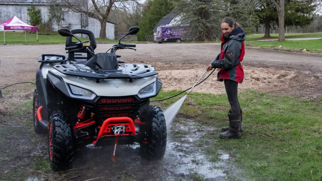 washing electric atv